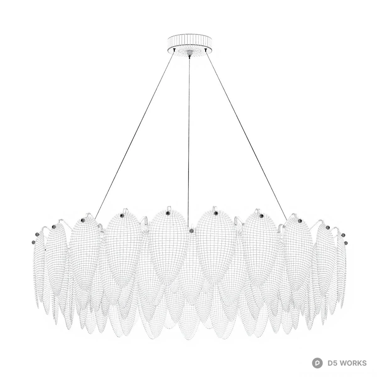 Leaf Motif Glass Pendant Light 3d model thumbnail 2