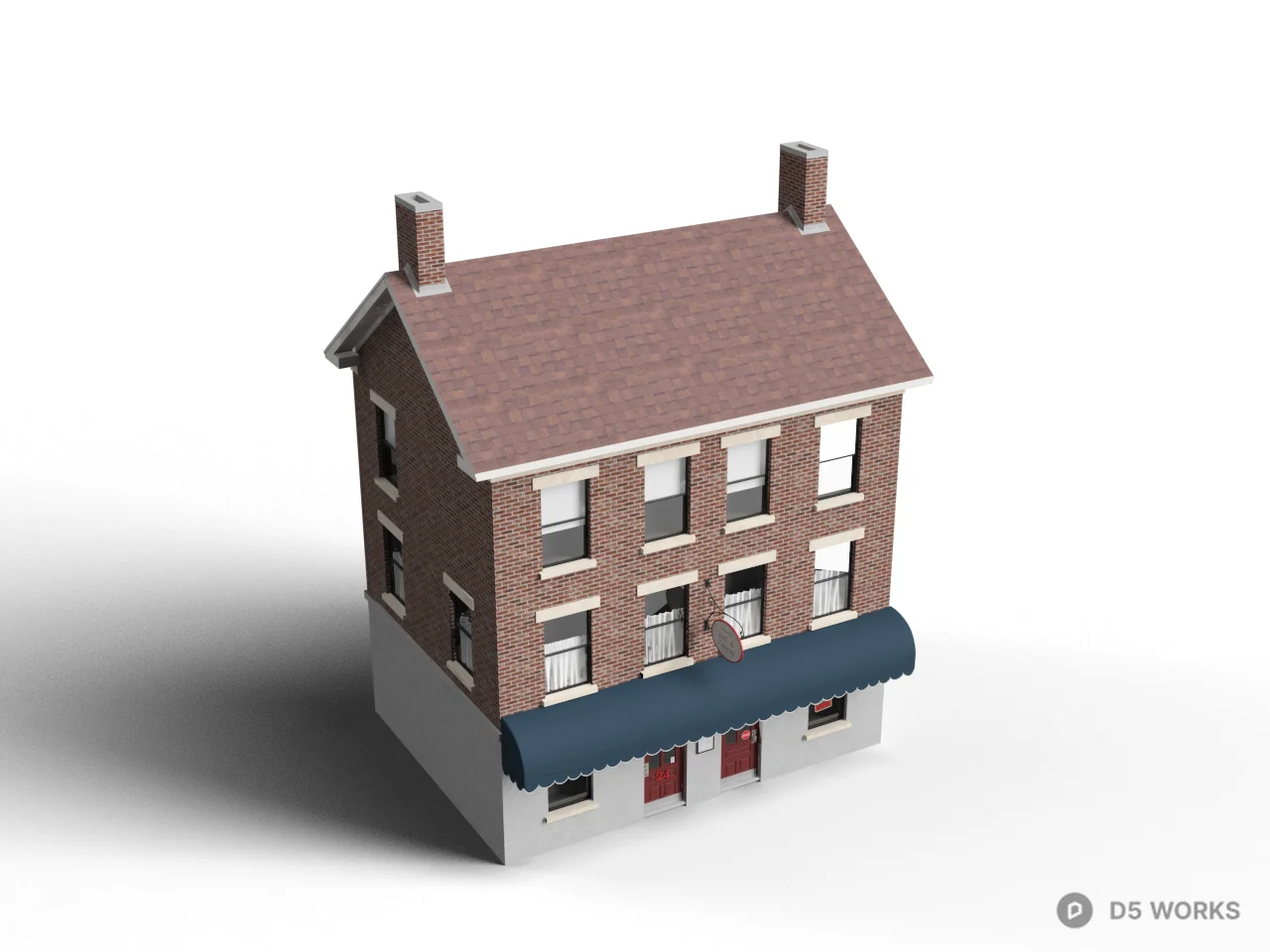 Brick Facade Commercial Building 3d model thumbnail 2