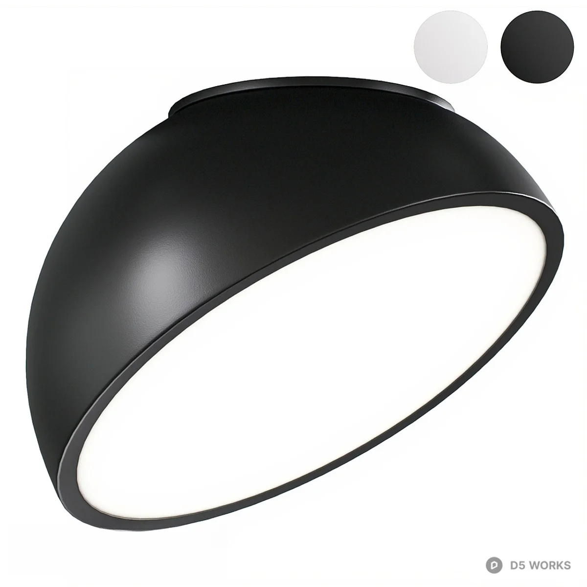 Matte Black Modern Ceiling Light 3d model - Image 1