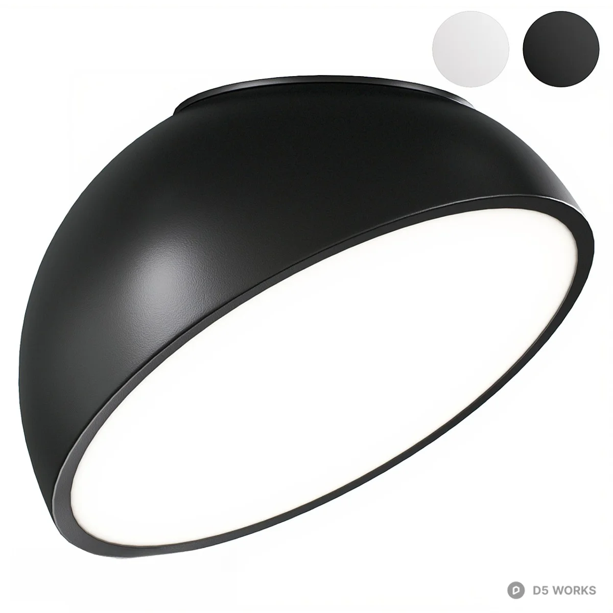 Matte Black Modern Ceiling Light 3d model thumbnail 5
