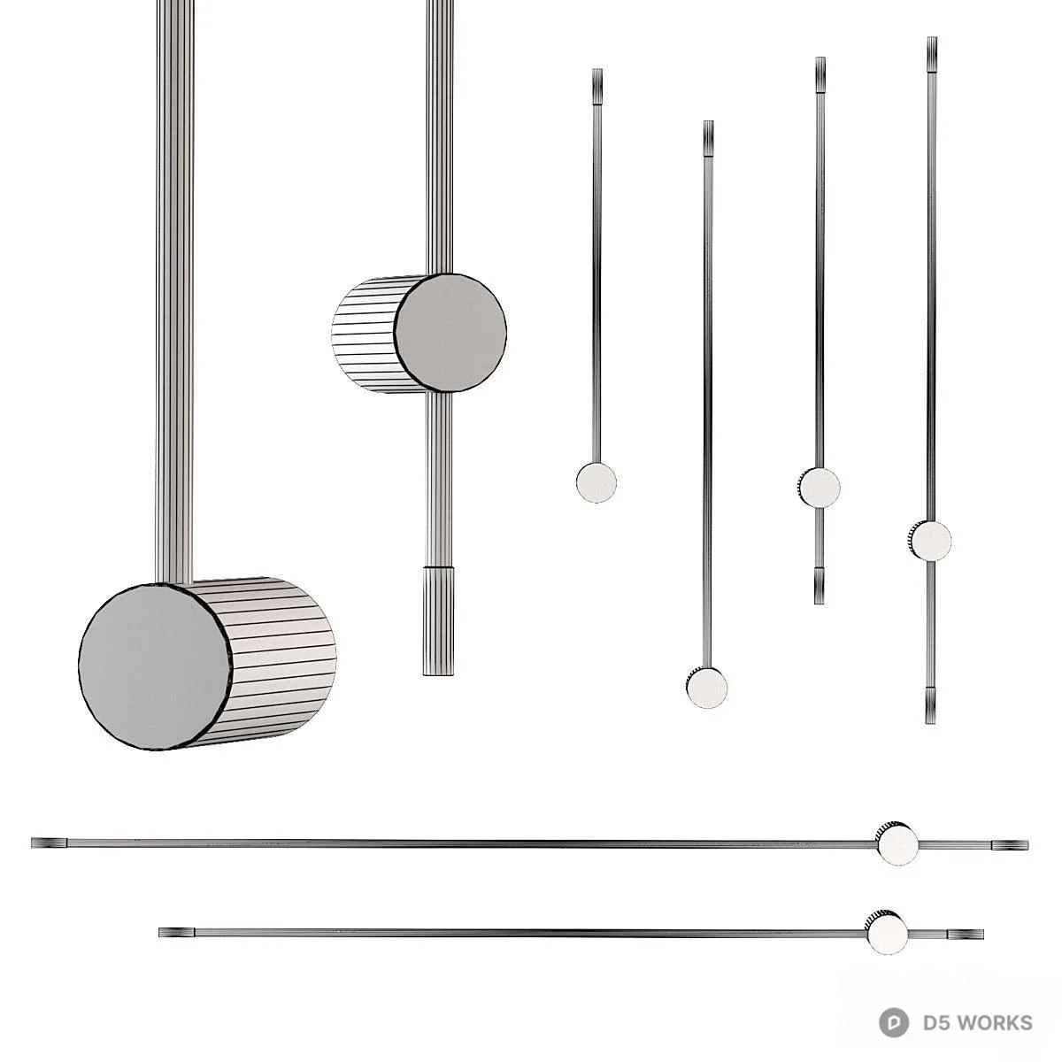 Minimalist Black Linear Wall Lamp 3d model thumbnail 2