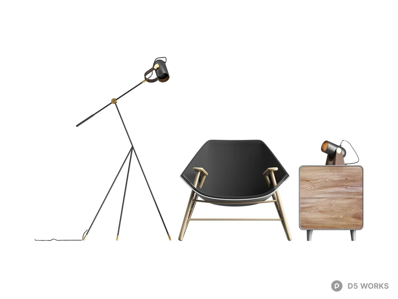 Minimalist Armchair With Side Table 3d model thumbnail 2