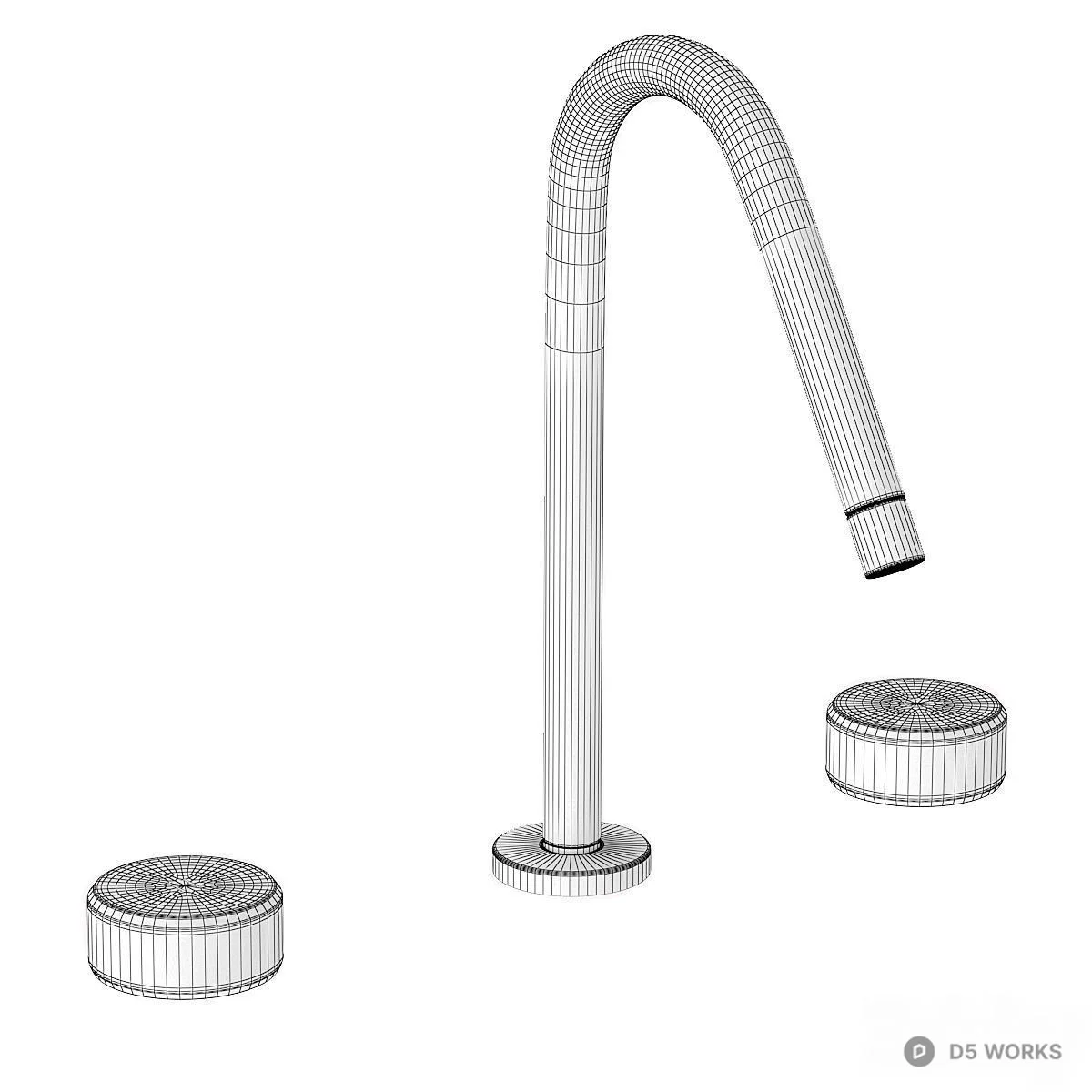 Minimalist Black Faucet With Metallic Knobs 3d model thumbnail 3