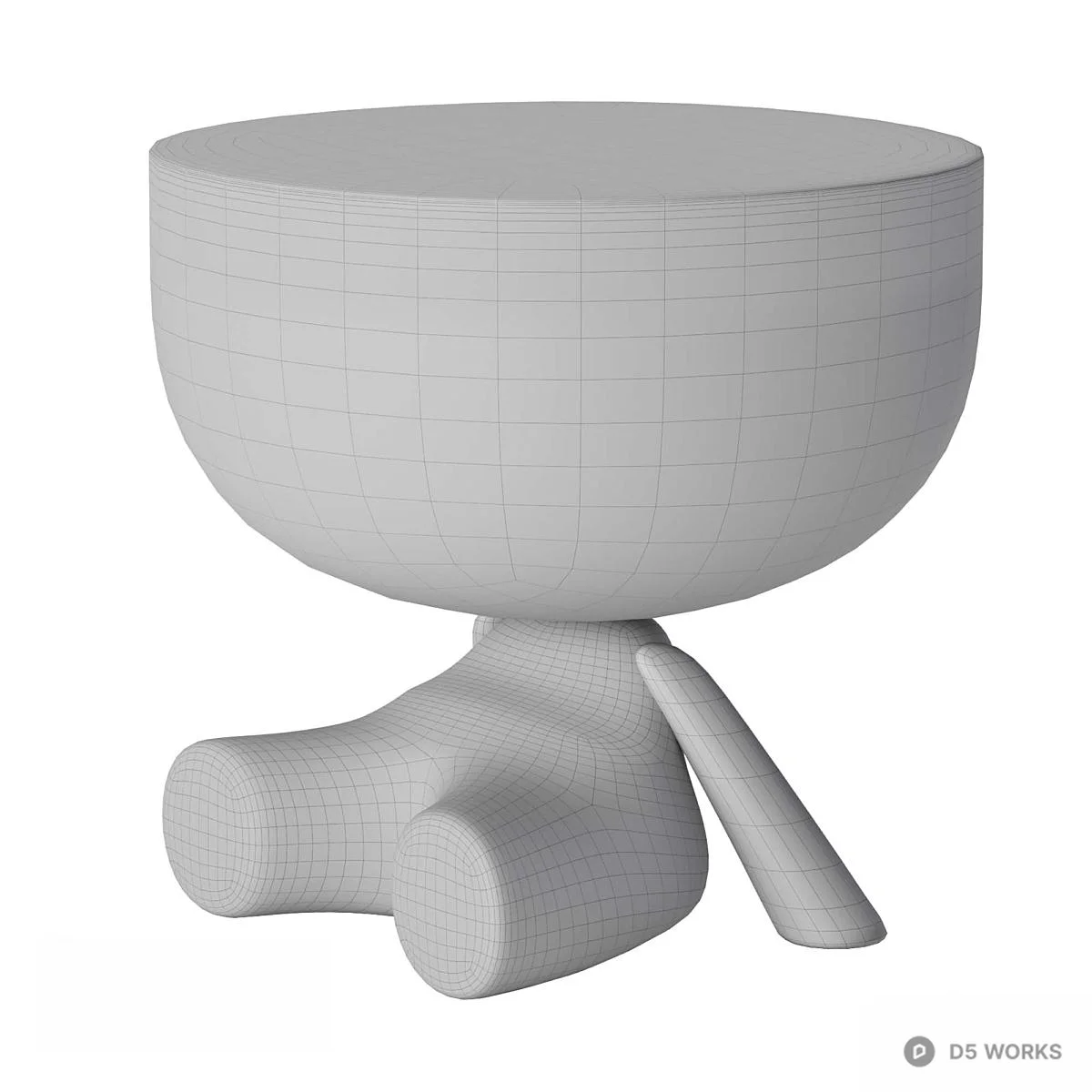 Sculptural Concrete Side Table 3d model thumbnail 4