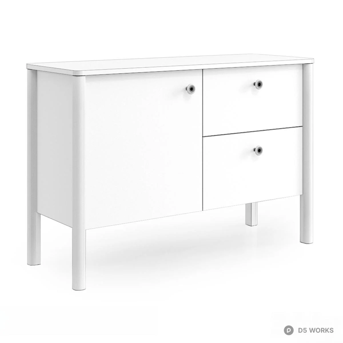 Floral Pattern Hand Painted Decorative Cabinet 3d model thumbnail 2