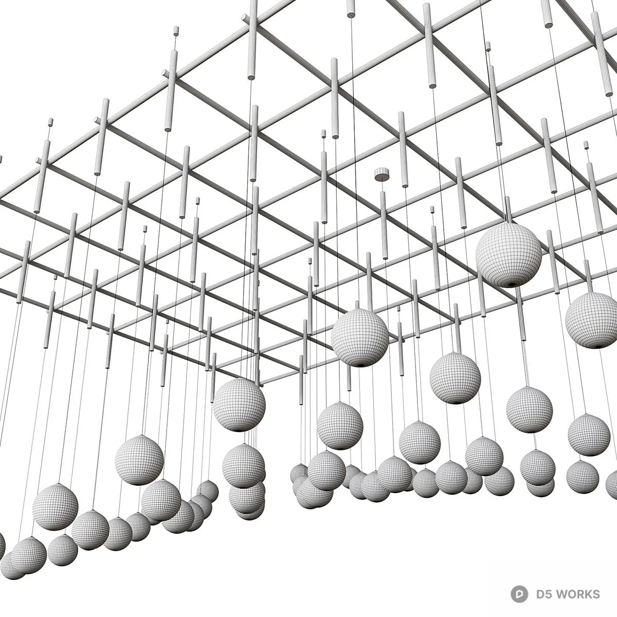 Modular Grid Suspension Lighting System 3d model thumbnail 3