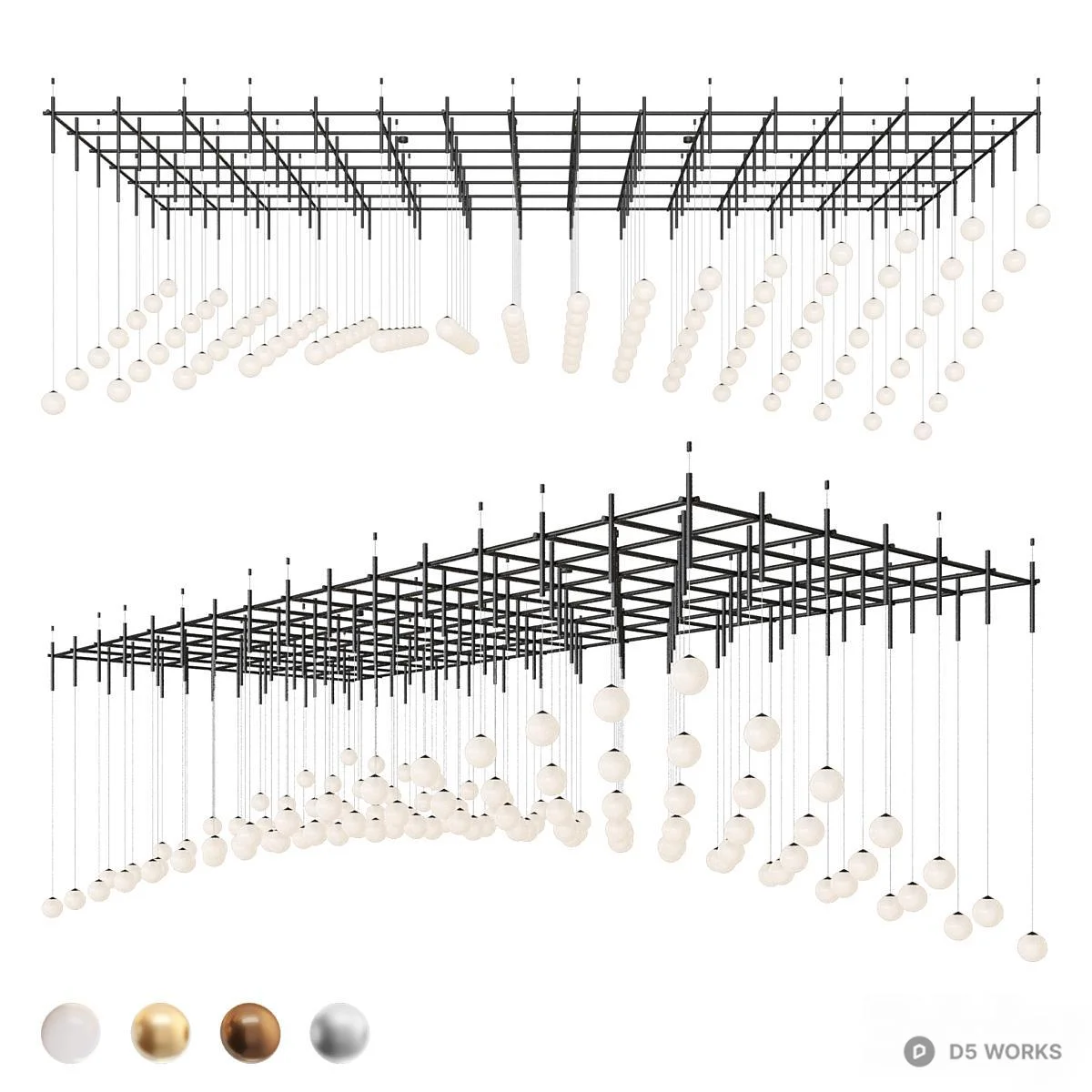 Modular Grid Suspension Lighting System 3d model - Image 1