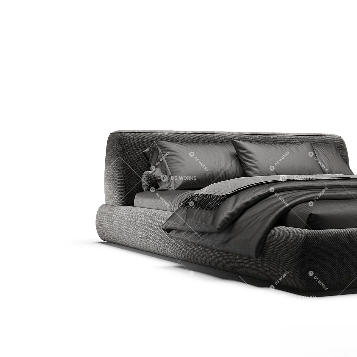 Modern Double Bed 3d model thumbnail 3