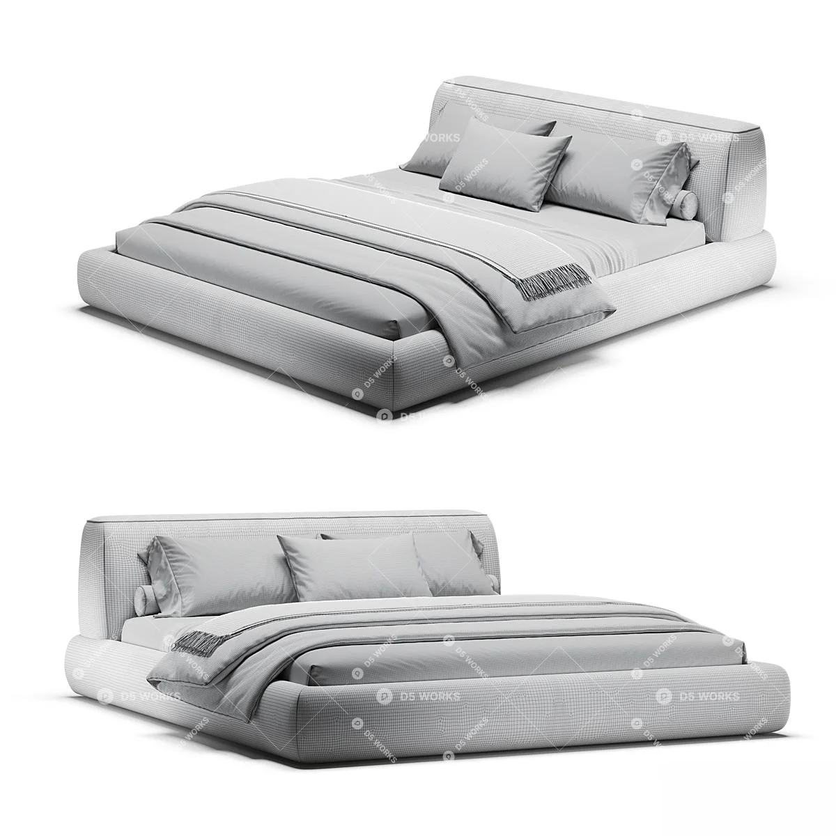 Modern Double Bed 3d model thumbnail 6