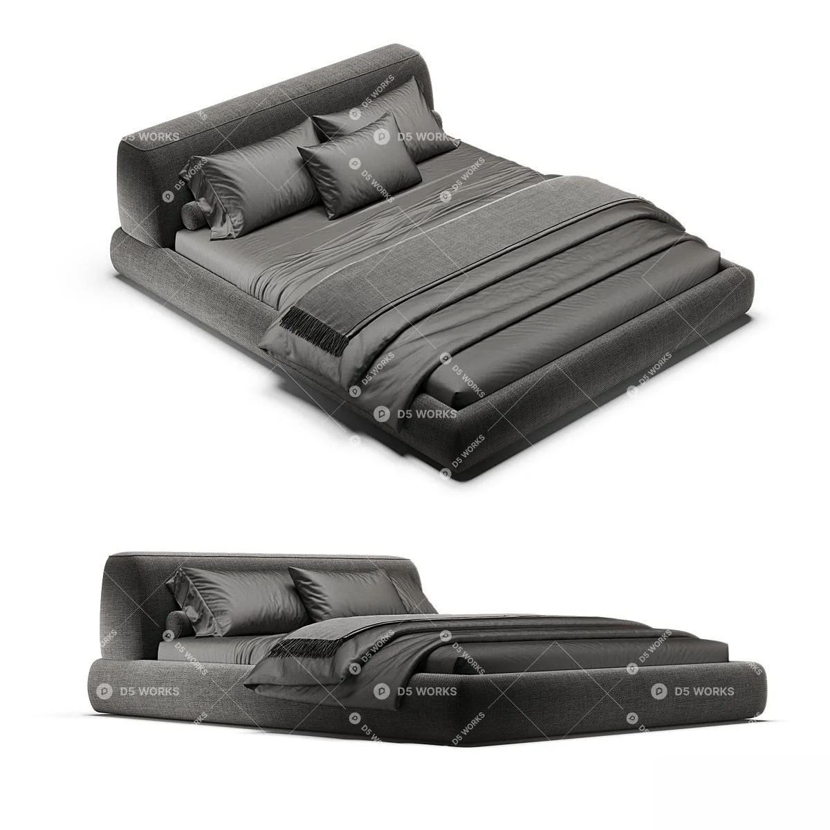 Modern Double Bed 3d model thumbnail 2