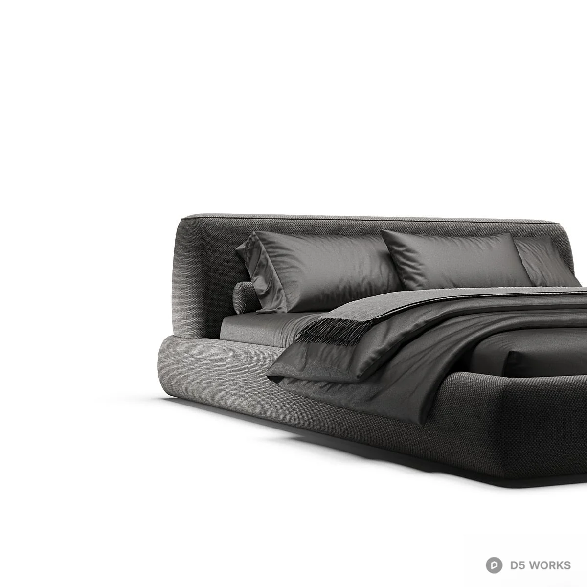 Minimalist Upholstered Double Bed 3d model thumbnail 3