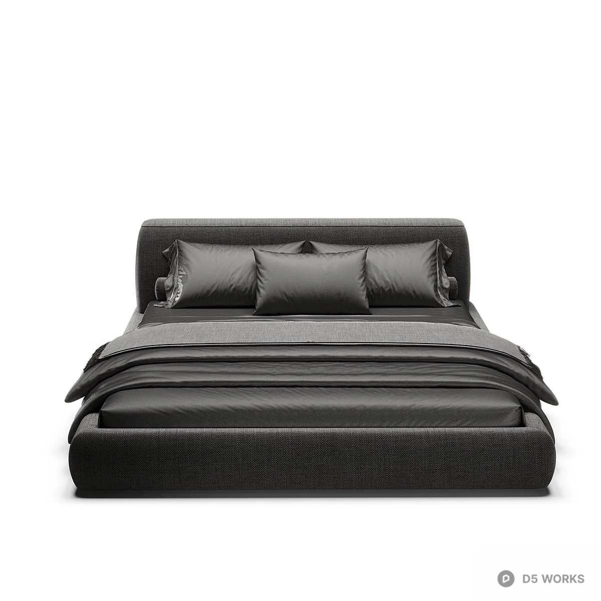 Minimalist Upholstered Double Bed 3d model thumbnail 5