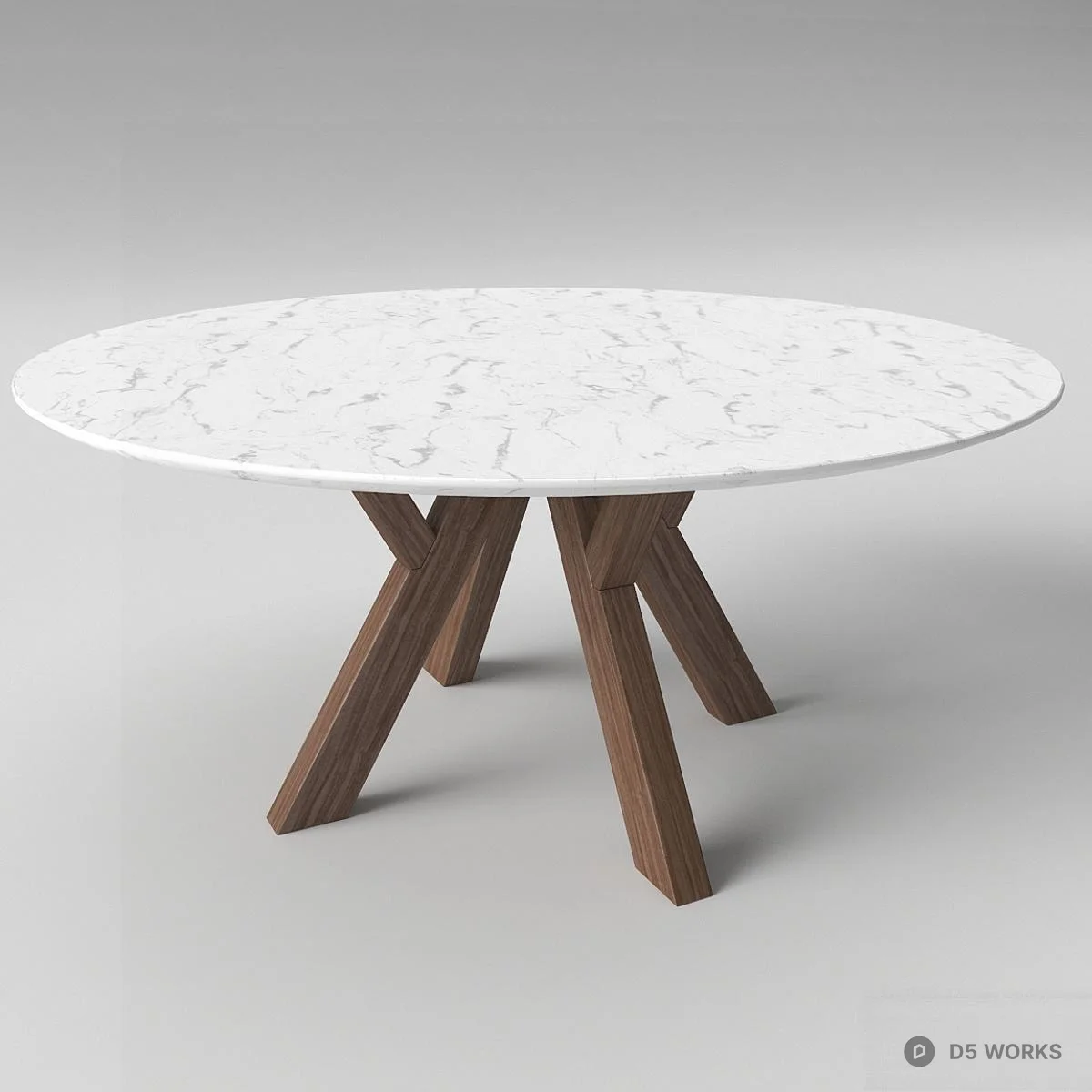 Object X Dining Table Free Marble Top Dining Table With X-shaped Wooden Legs 3D Model .obj