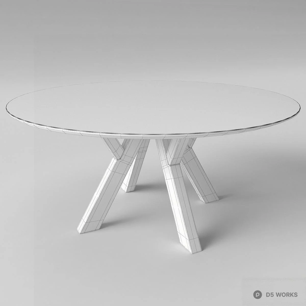 Marble Top Dining Table With X-shaped Wooden Legs 3d model thumbnail 2