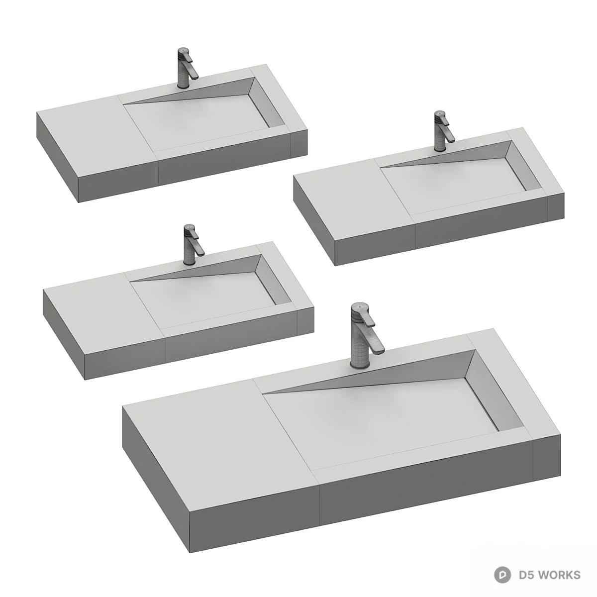 Marble Effect Rectangular Basin 3d model thumbnail 2