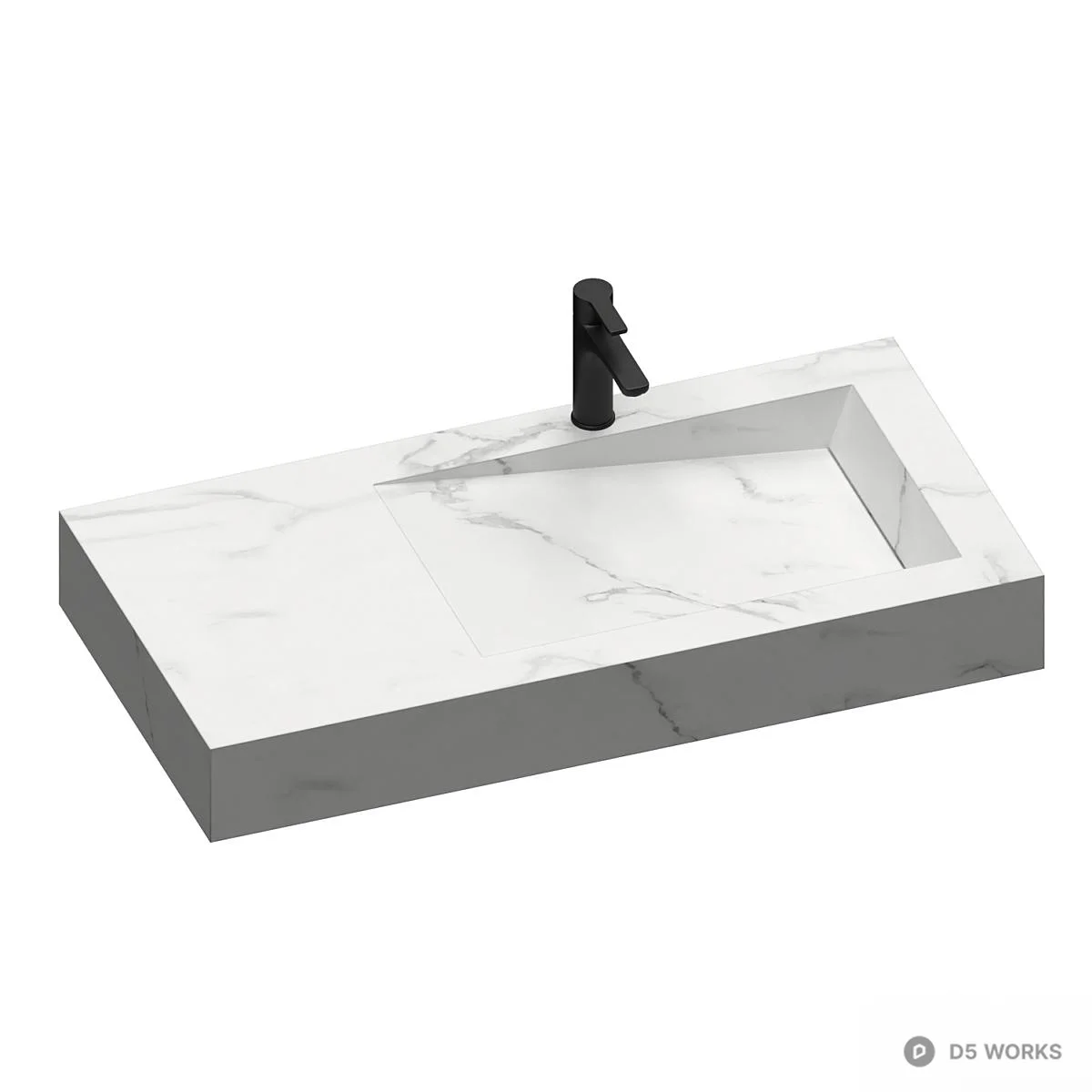 Marble Effect Rectangular Basin 3d model thumbnail 3