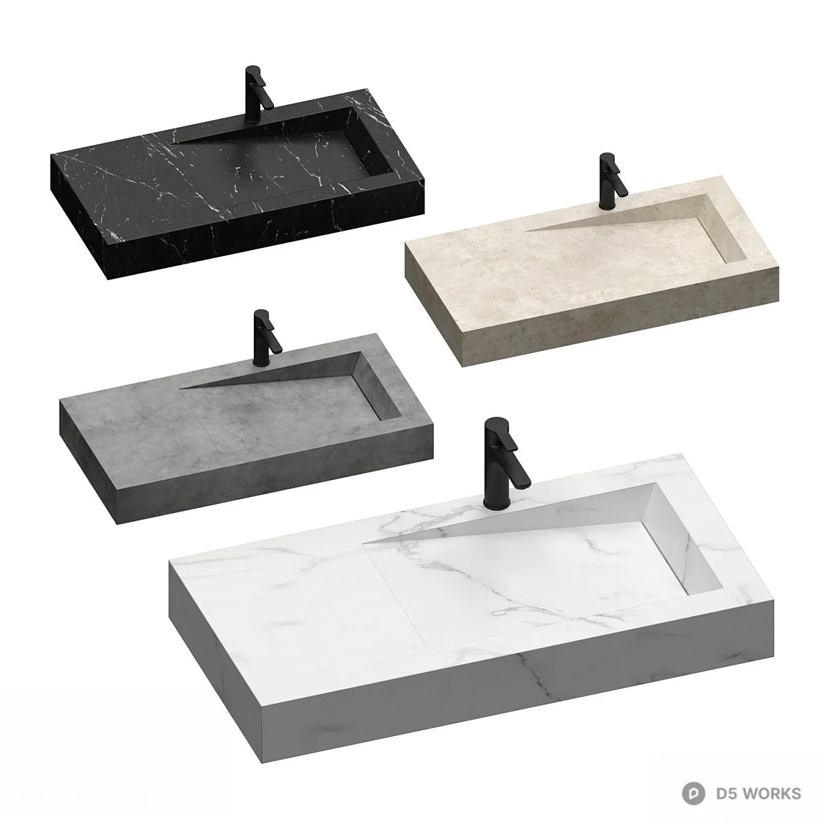 Marble Effect Rectangular Basin 3d model - Image 1