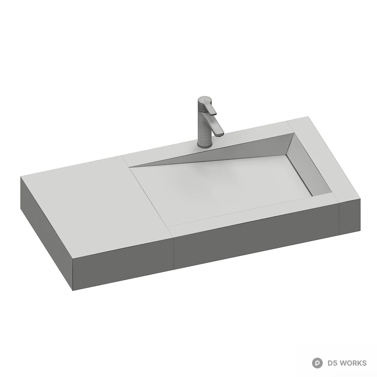Marble Effect Rectangular Basin 3d model thumbnail 4
