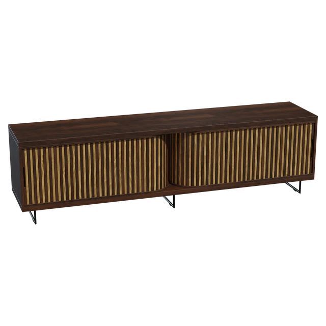 Mid-Century Modern Wooden Sideboard with Tambour Doors 3d model