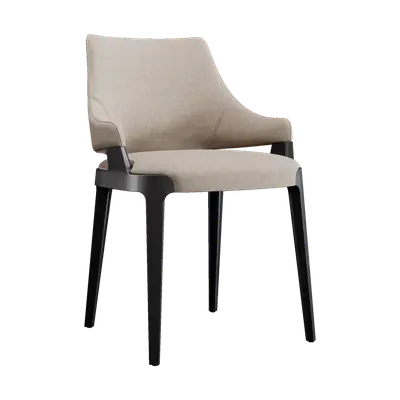 Modern Wooden Beige Fabric Dining Chair