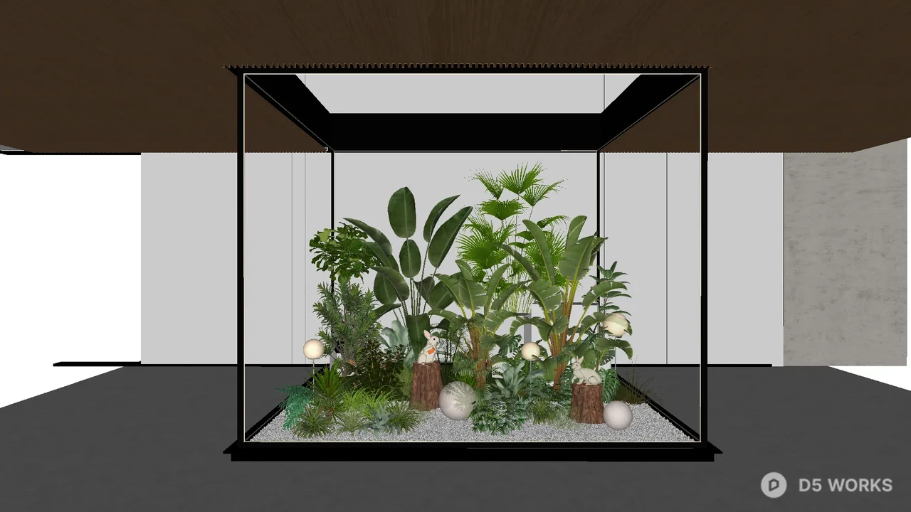 Minimalist Glass Enclosure Plant Display 3d model - Image 1