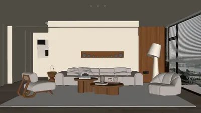 Modern Minimalist Living Room with Neutral Tones 3d model