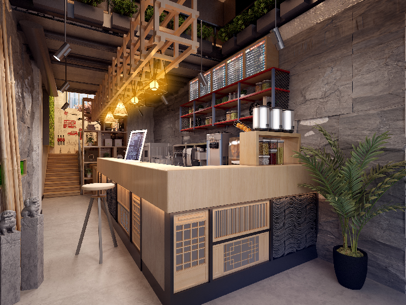 Industrial Bubble Tea Shop