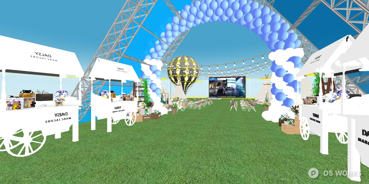 Outdoor Festival Event Scene with Retail Carts 3d model thumbnail 2