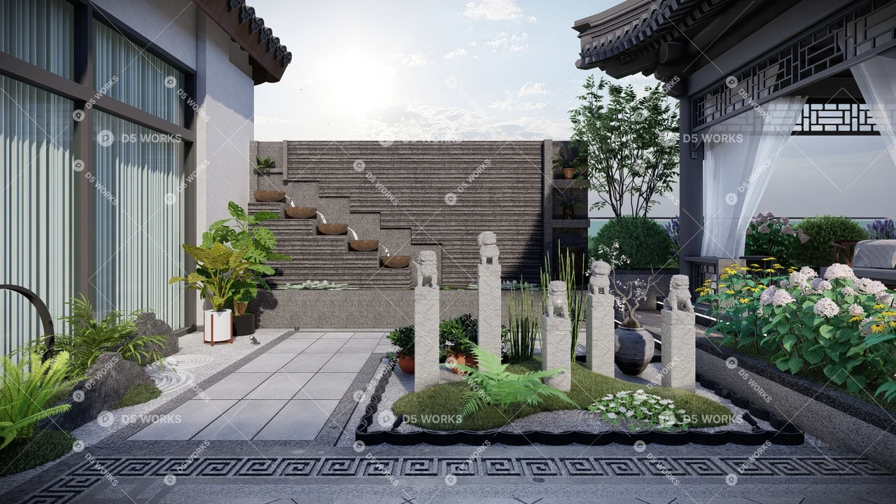 Chinese Residential Courtyard 3d model thumbnail 2