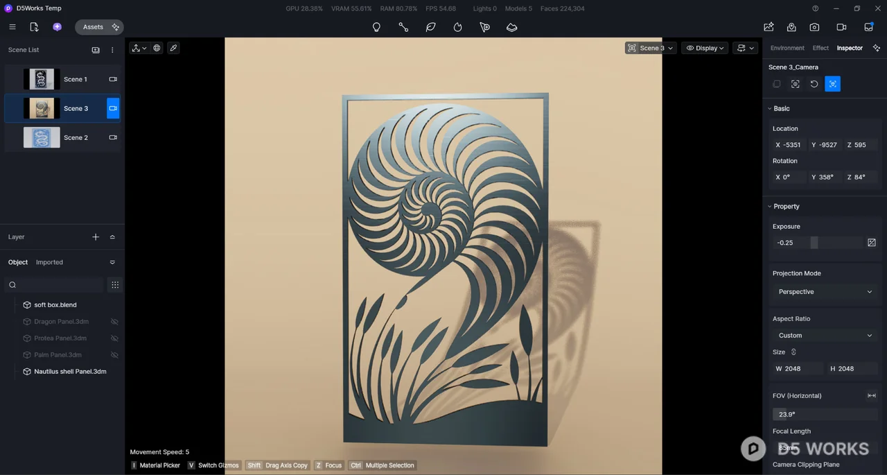 Laser Cut Metal Room Divider 3d model thumbnail 2