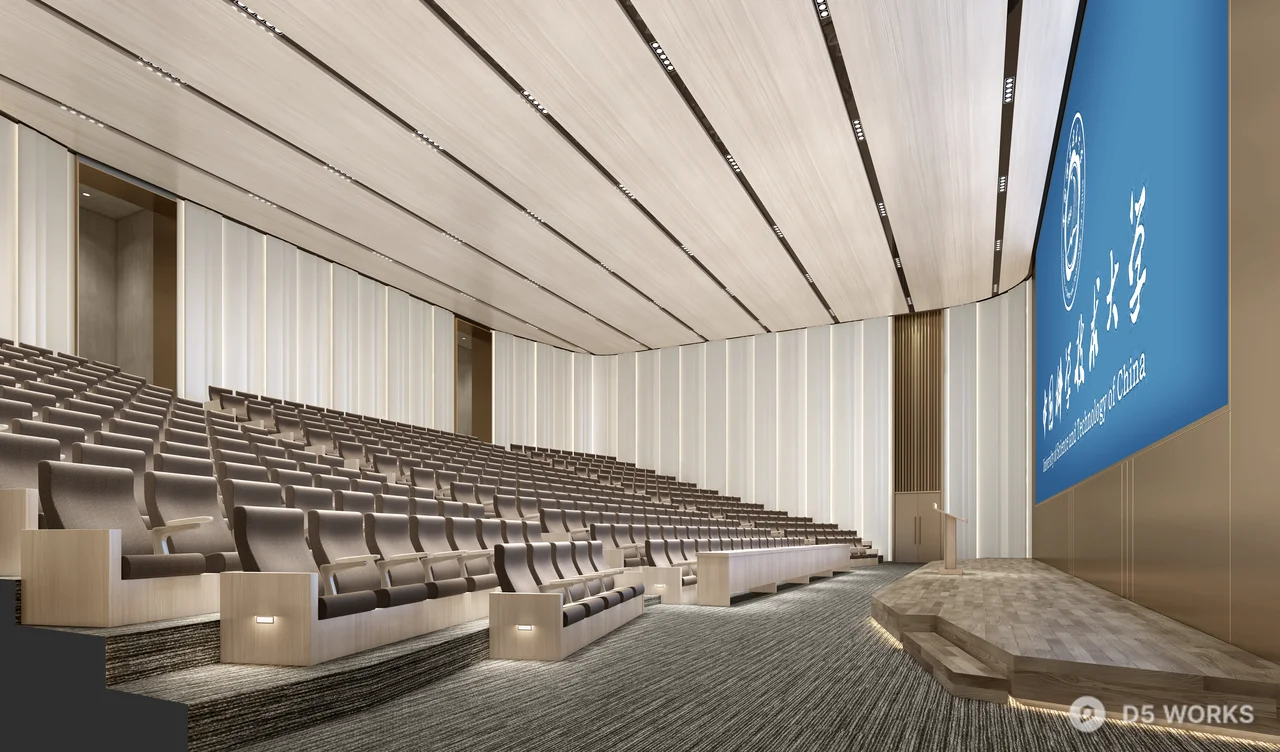 Modern Lecture Hall With Tiered Seating And Brand Wall 3d model - Image 1