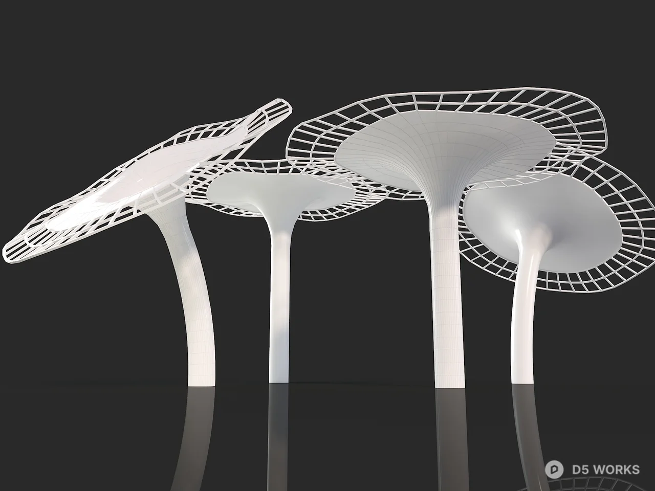 Modern Outdoor Umbrella-Shaped Landscape Structure 3d model - Image 1
