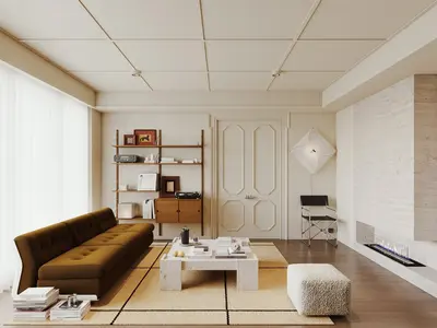 Modern Minimalist Living Room Warm Atmosphere 3d model