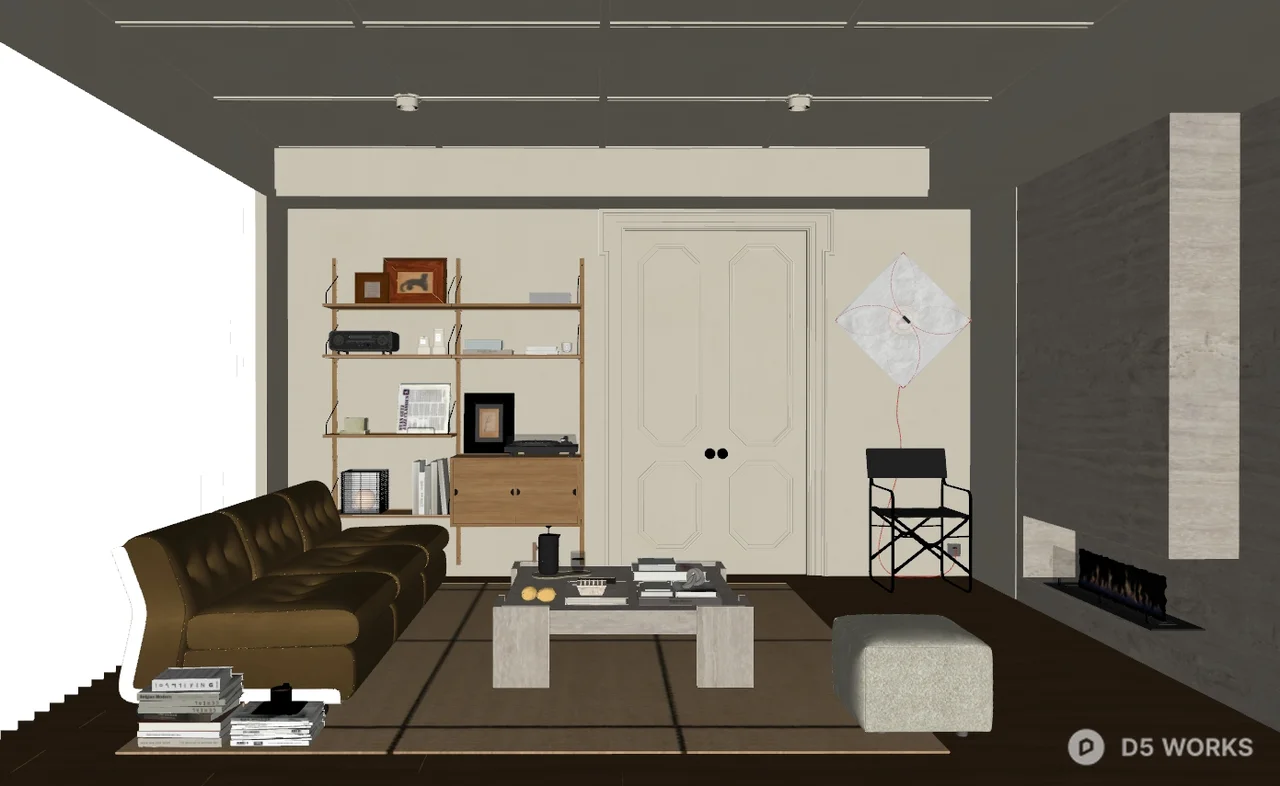 Modern Minimalist Living Room Warm Atmosphere 3d model thumbnail 2