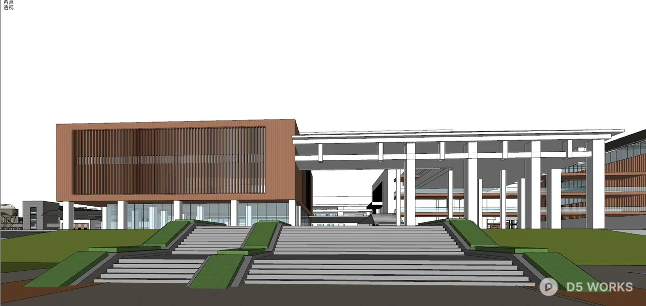 Modern School Building Exterior 3d model thumbnail 4