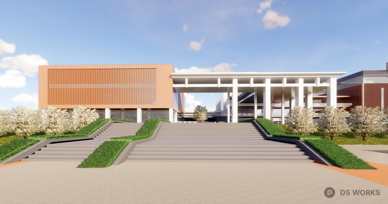 Modern School Building Exterior 3d model - Image 1