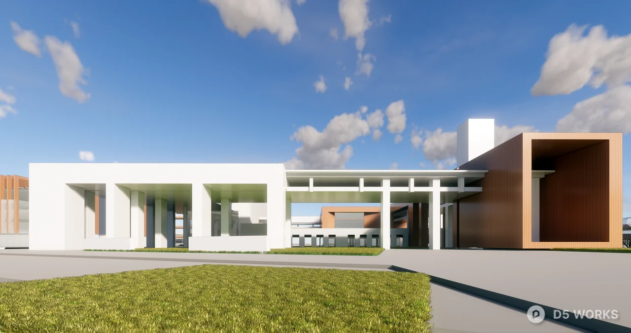 Modern School Building Exterior 3d model thumbnail 3