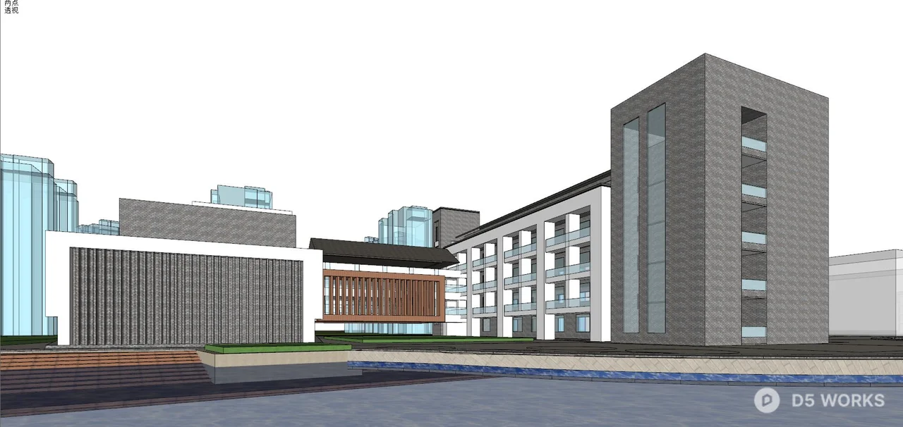 Modern School Building Exterior 3d model thumbnail 5
