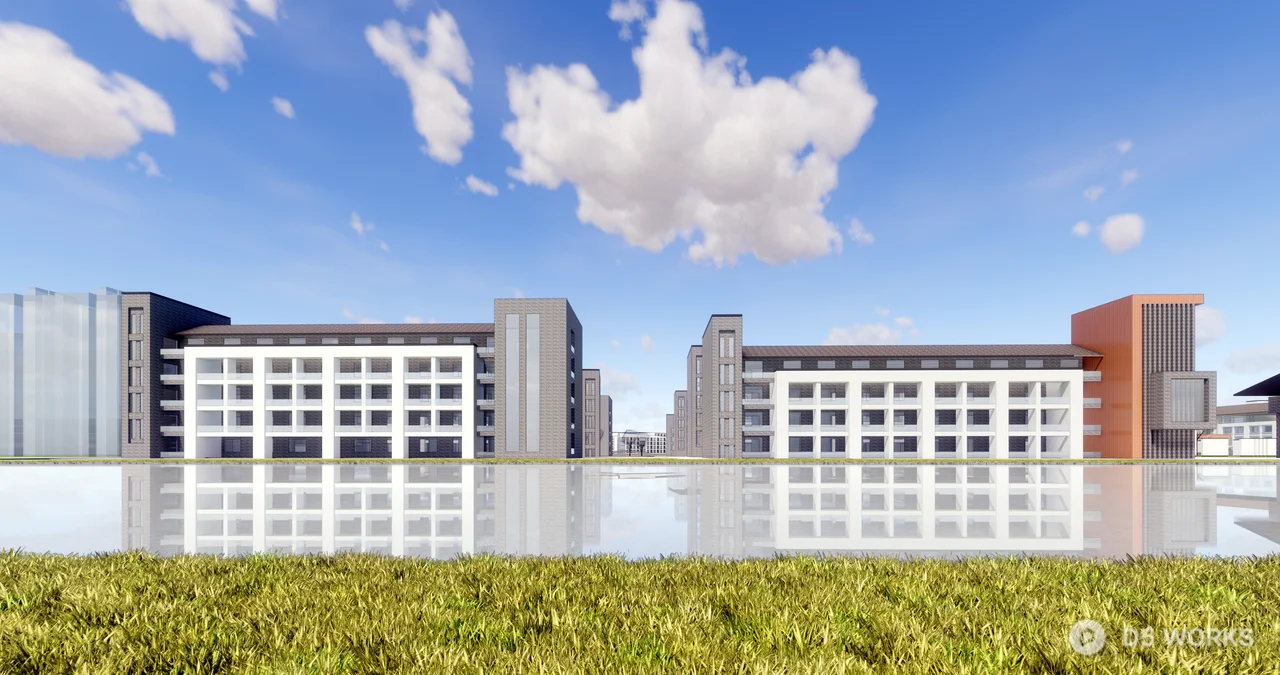 Modern School Building Exterior 3d model thumbnail 2