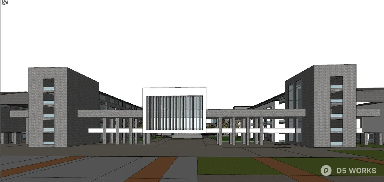 Modern School Building Exterior 3d model thumbnail 7