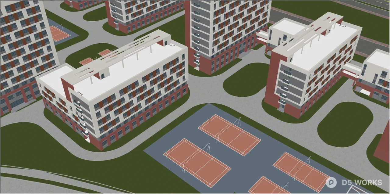 Apartment Complex Aerial View 3d model thumbnail 2