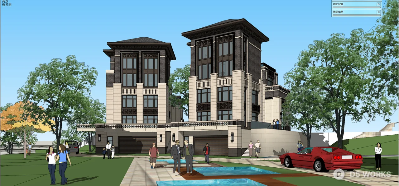 Modern Two-Story Villa With Stone And Wood Facade 3d model thumbnail 3