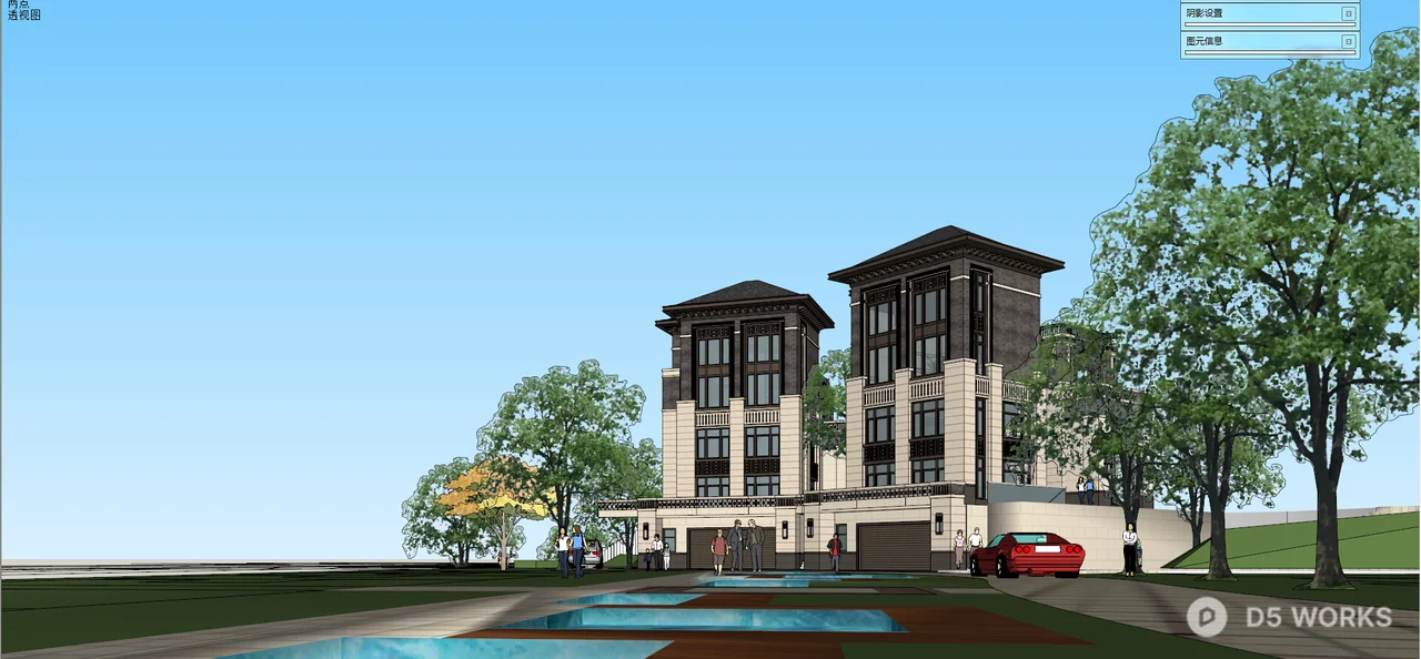 Modern Two-Story Villa With Stone And Wood Facade 3d model thumbnail 2