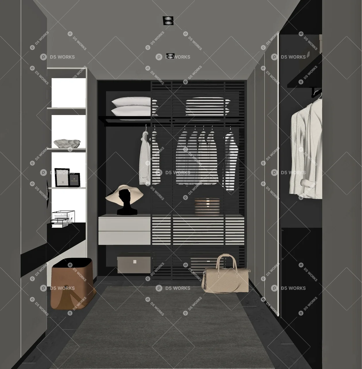 Modern Walk-in Closet 3d model thumbnail 2