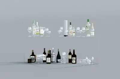 Wine And Glassware Set 3d model