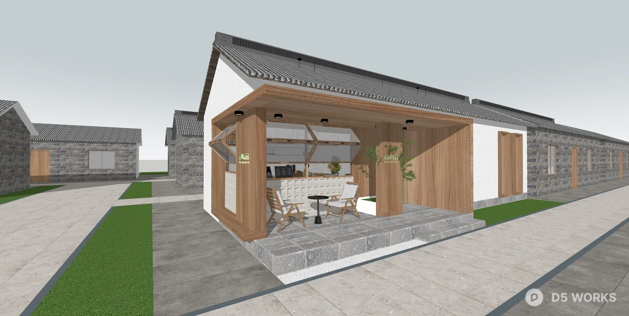 Modern Zen Style Outdoor Cafe Kiosk 3d model thumbnail 2