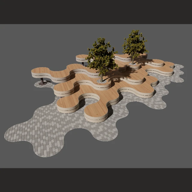 Modern Parametric Terraced Planter and Seating 3d model