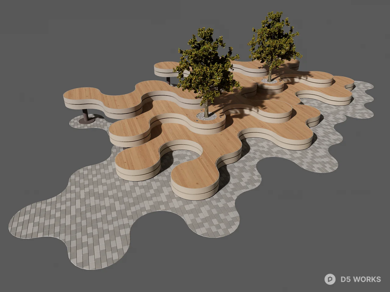 Modern Parametric Terraced Planter and Seating 3d model - Image 1