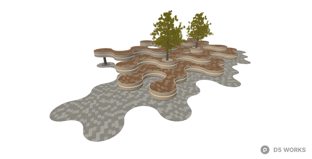 Modern Parametric Terraced Planter and Seating 3d model thumbnail 2
