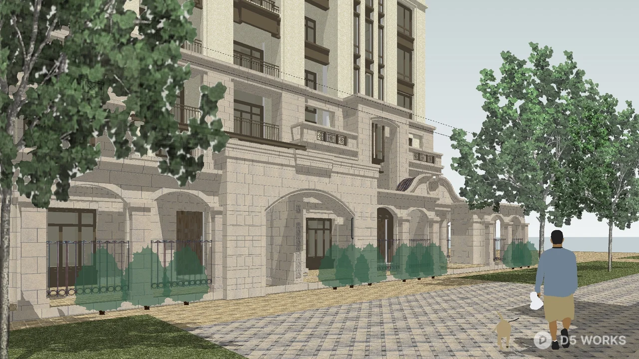 Multi Story Residential Building 3d model thumbnail 4